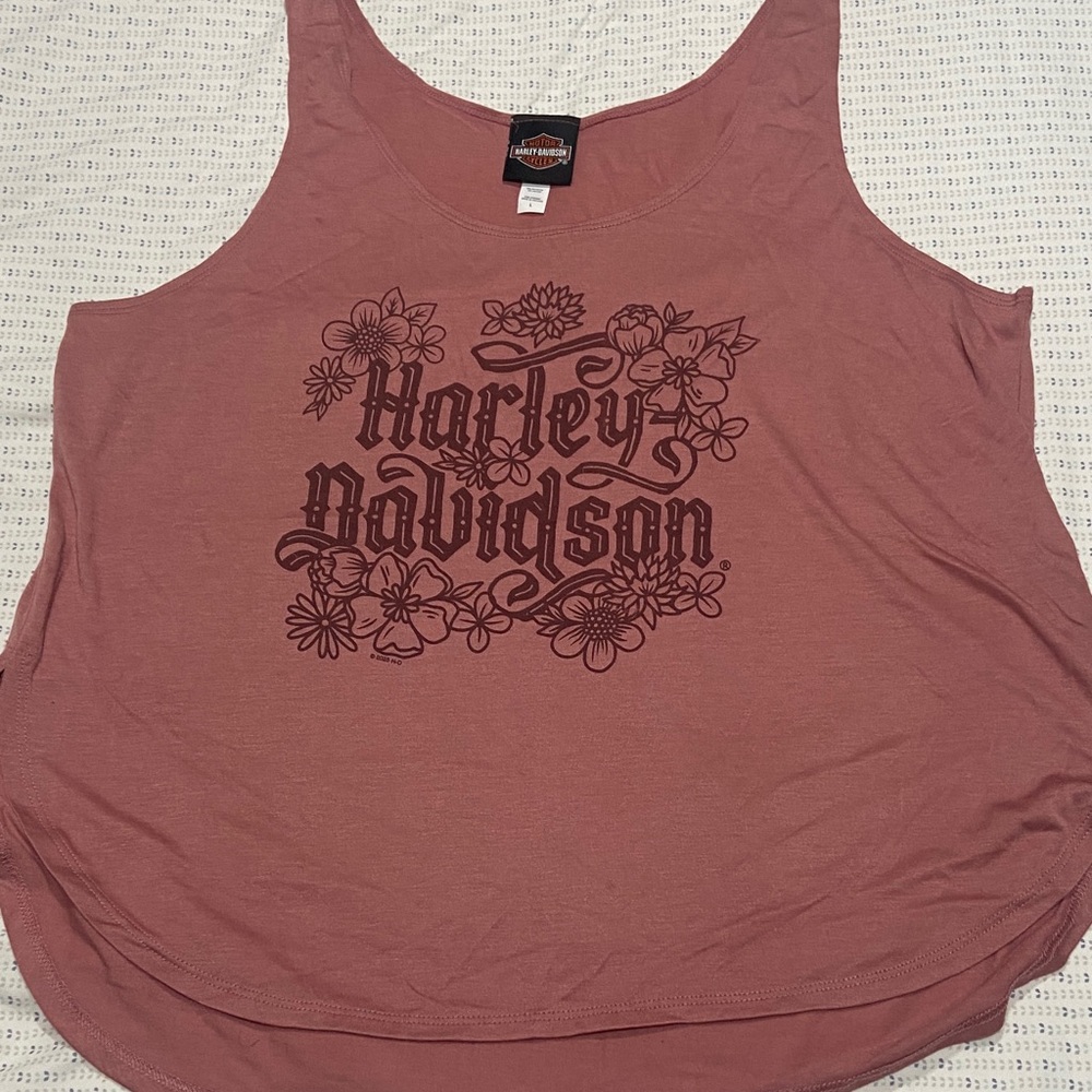 Harley-Davidson Women's Rose Dusty Pink Floral Logo Tank